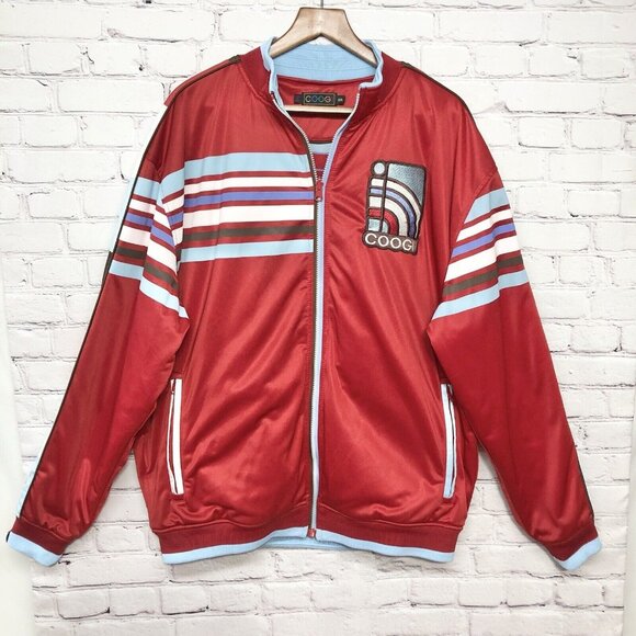Vtg COOGI Red Blue Reversible Hip Hop Urban Heavy Full Zip Track Jacket Sz 2X - Picture 1 of 11